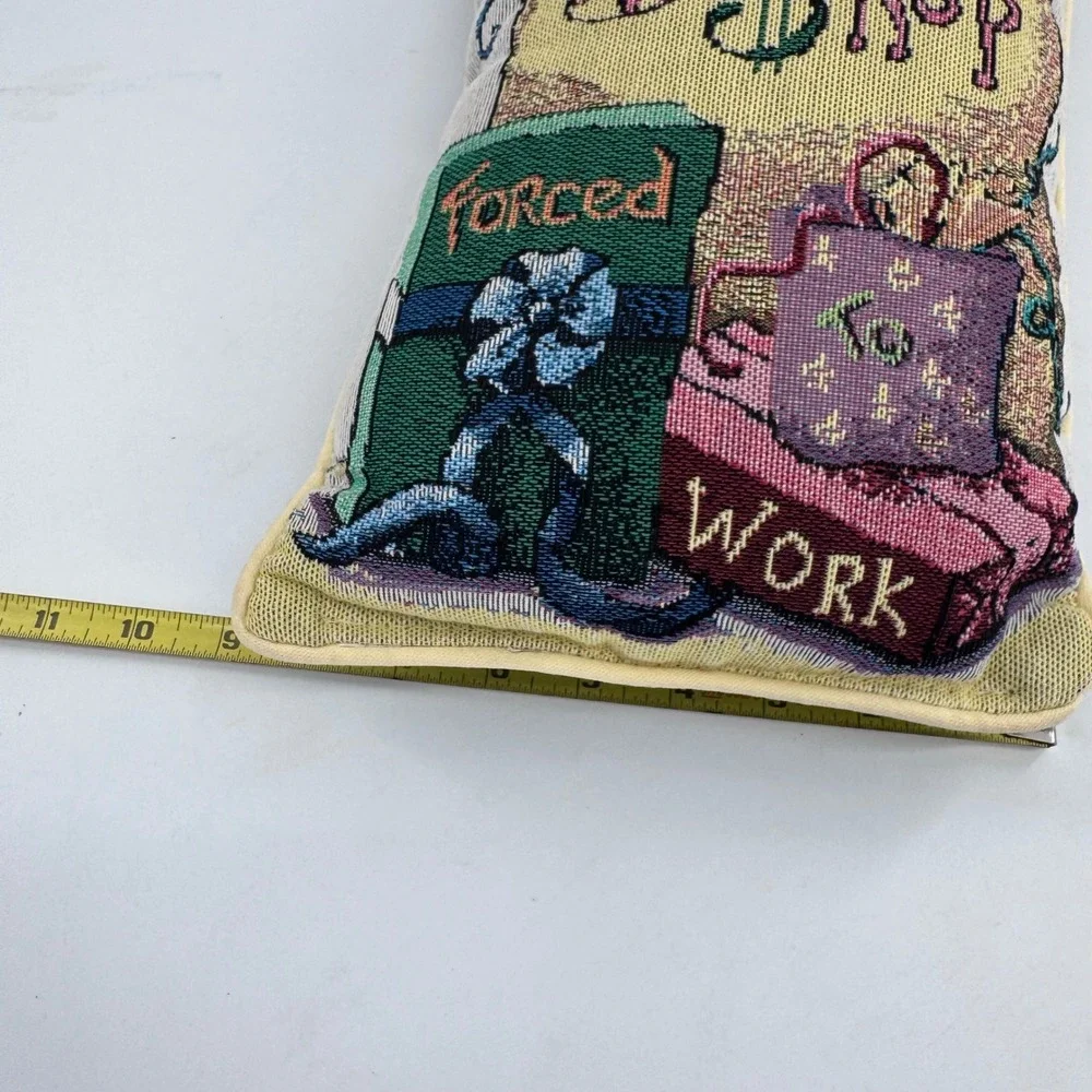 Born to Shop Forced to Work Vintage Tapestry Accent Pillow Multicolor 12x8‎